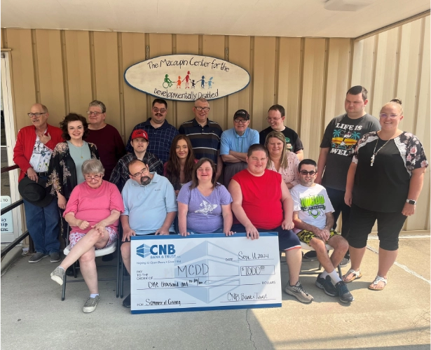 CNB presents check to Macoupin Center for the Developmentally Disabled (MCDD)